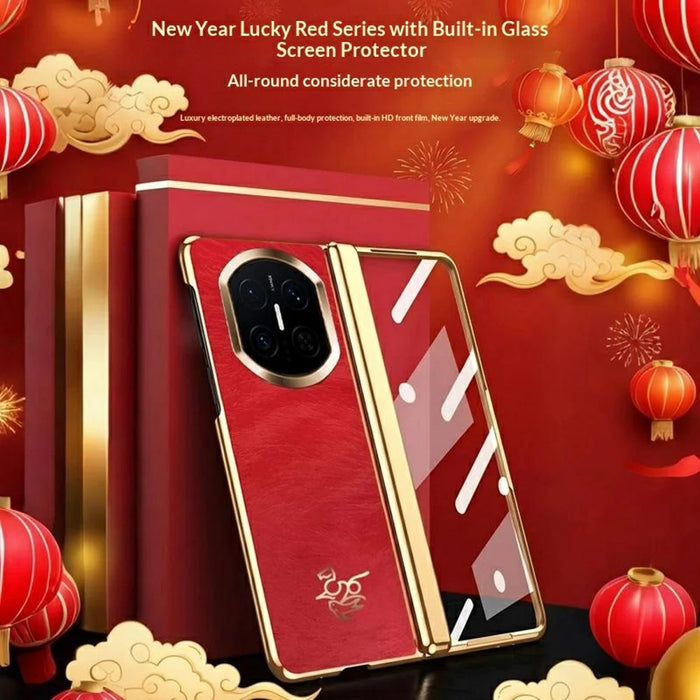 For Huawei Mate X7 Case Horse Pattern Hinge Protection Hard PC Phone Cover with Front Screen Protector - 6
