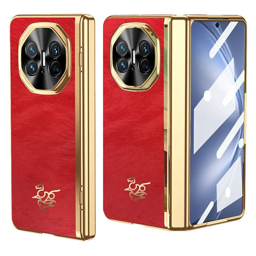 For Huawei Mate X3 4G Case Horse Pattern Hinge Protection Hard PC Phone Cover with Front Screen Protector - 1