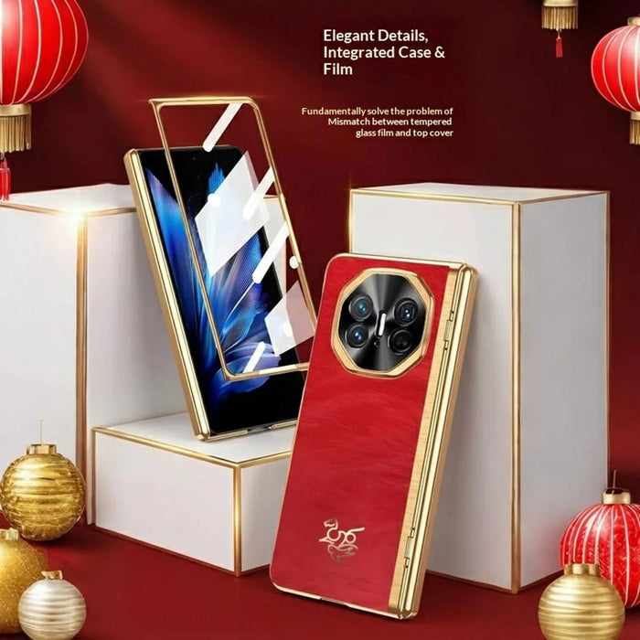 For Huawei Mate X3 4G Case Horse Pattern Hinge Protection Hard PC Phone Cover with Front Screen Protector - 2