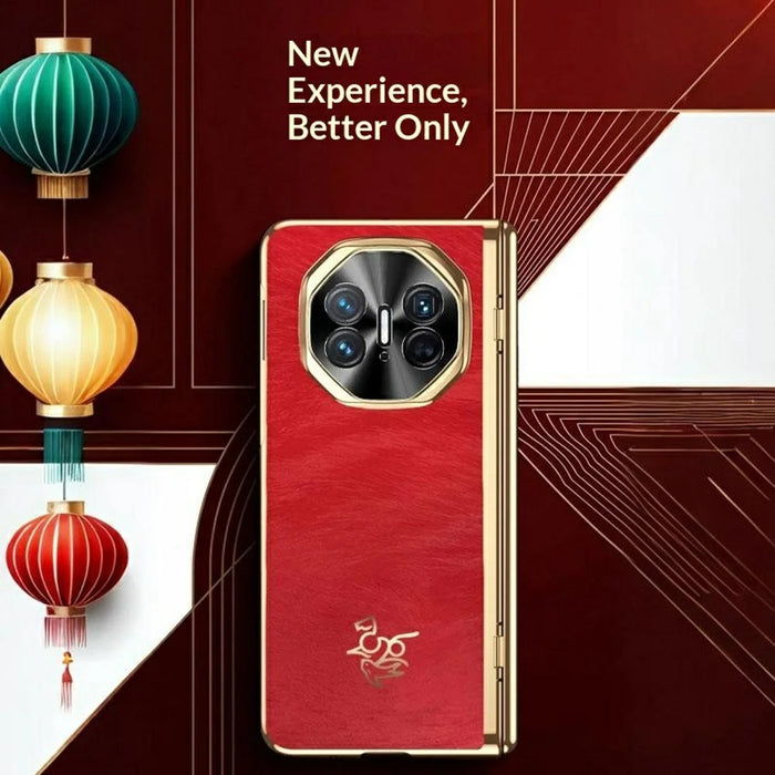 For Huawei Mate X3 4G Case Horse Pattern Hinge Protection Hard PC Phone Cover with Front Screen Protector - 4