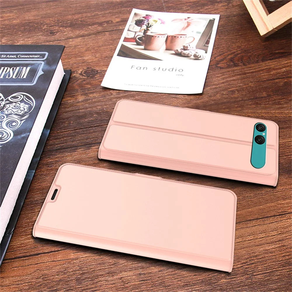 For Sony Xperia 10 VII Case Shockproof TPU Inner Shell Leather Phone Cover Card Slot - Rose Gold - 7