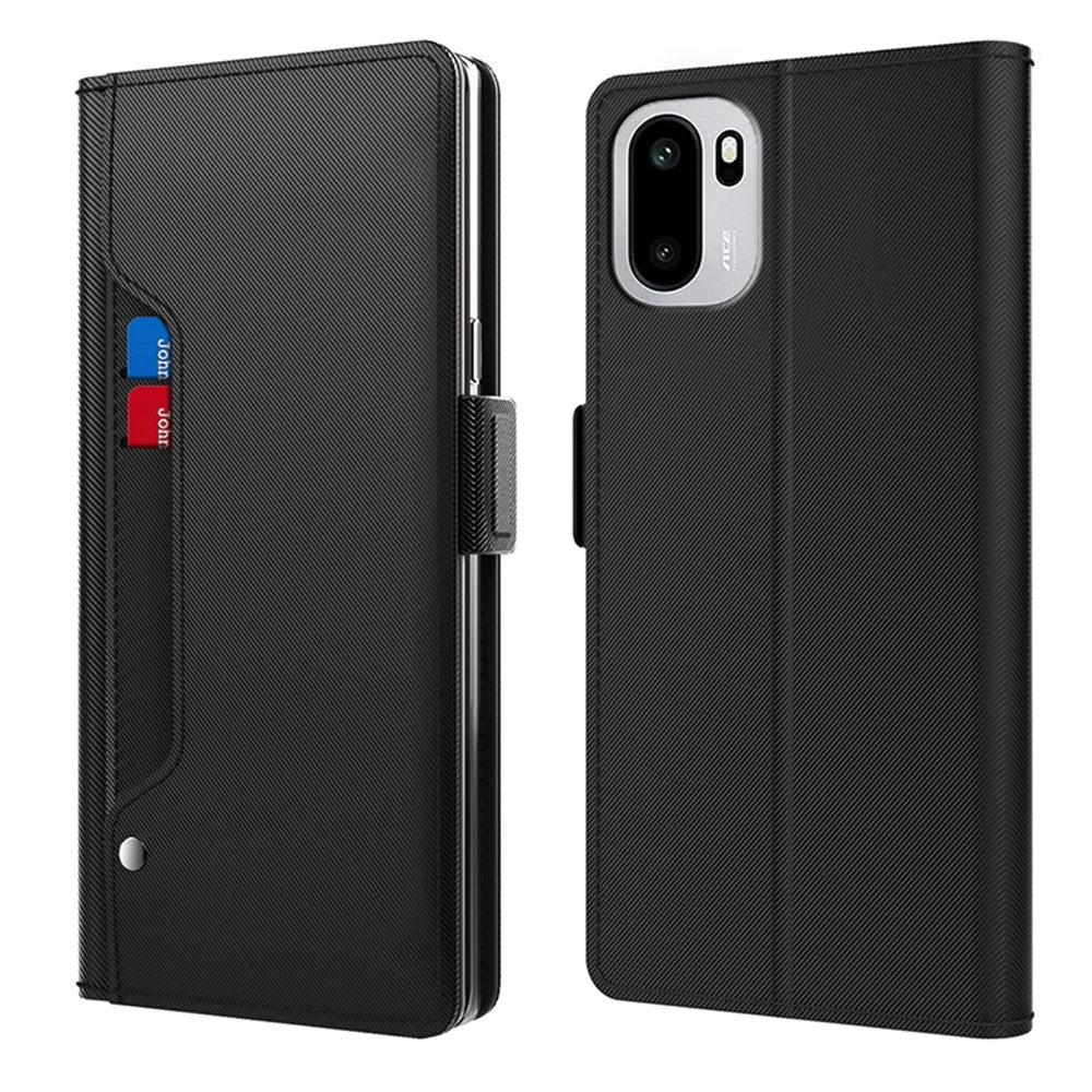 Phone Case For OnePlus 15R 5G / Ace 6T 5G / Ace 6 5G PU+TPU Magnetic Flip Phone Cover with Stand - Black - 1