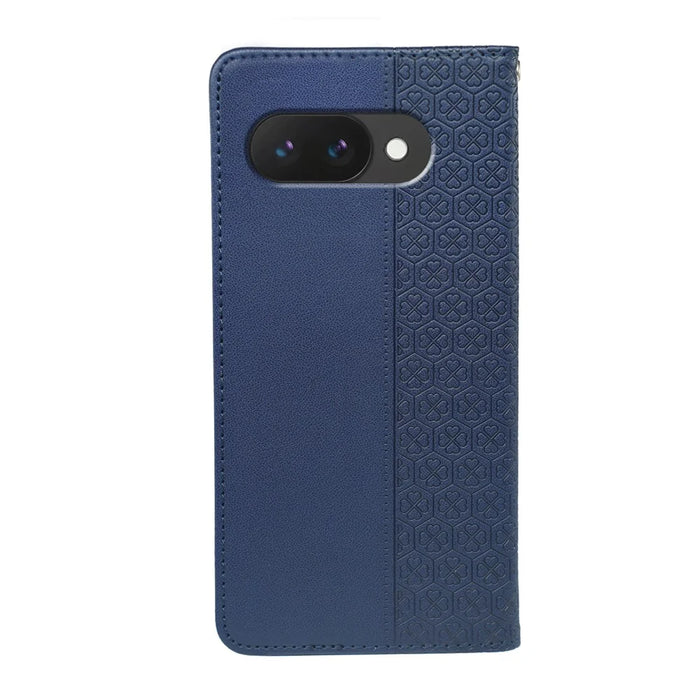 For Google Pixel 10a Case Four Leaf Clover Leather Flip Phone Cover Stand Wallet - Blue - 5