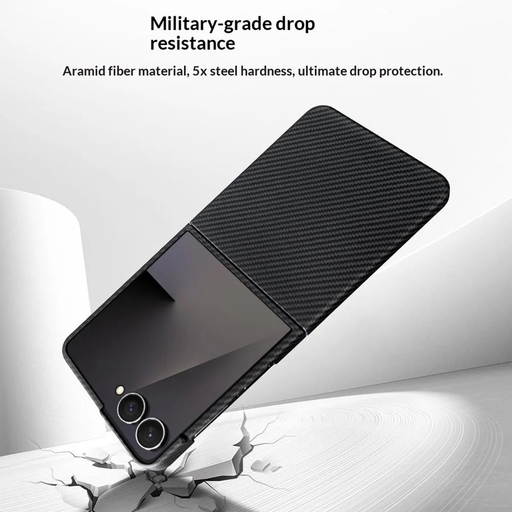 For Samsung Galaxy Z Flip7 5G Magnetic Case Aramid Fiber 600D Fine Texture Phone Cover with Front Frame - 4