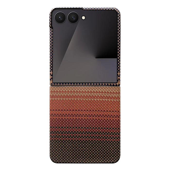 For Samsung Galaxy Z Flip7 5G Magnetic Case Gradient Color Design Aramid Fiber Phone Cover - Red - 1