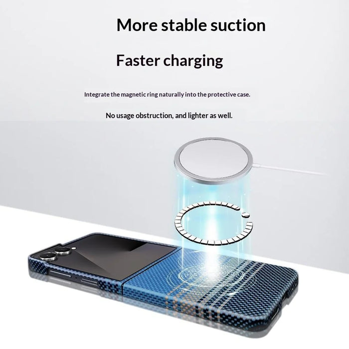 For Samsung Galaxy Z Flip7 5G Magnetic Case Gradient Color Design Aramid Fiber Phone Cover - Red - 3