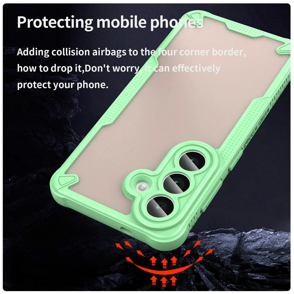 For Samsung Galaxy S26 Case PC + TPU Semi-Transparent Frosted Finish Protective Phone Cover - Green - 3
