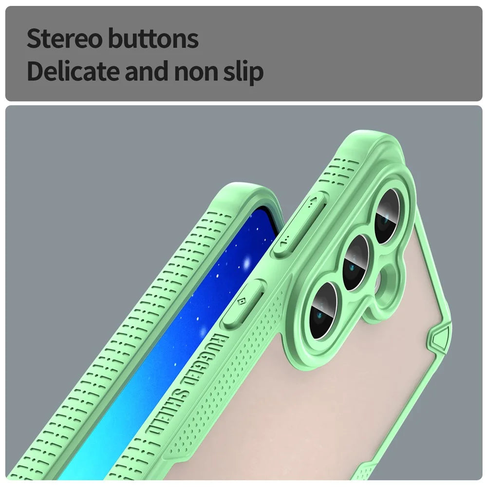 For Samsung Galaxy S26 Case PC + TPU Semi-Transparent Frosted Finish Protective Phone Cover - Green - 5