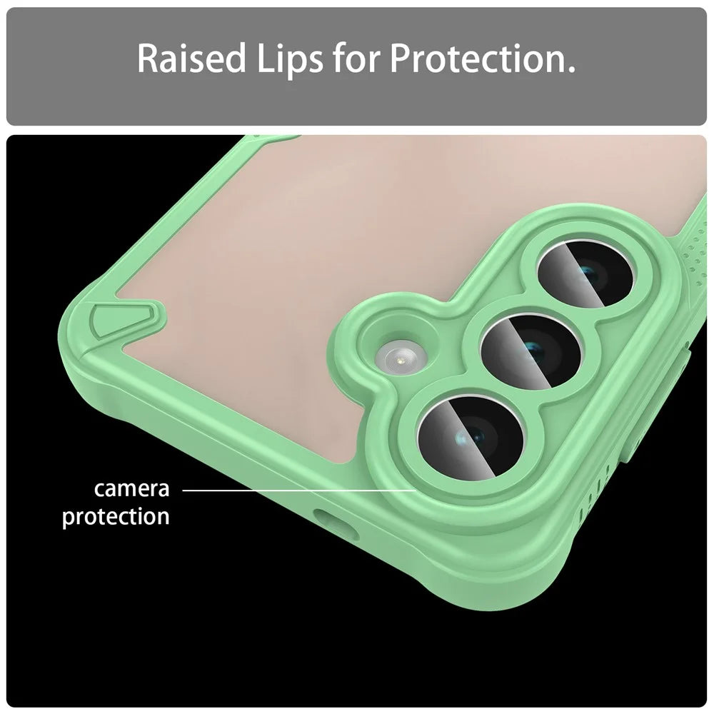 For Samsung Galaxy S26 Case PC + TPU Semi-Transparent Frosted Finish Protective Phone Cover - Green - 6