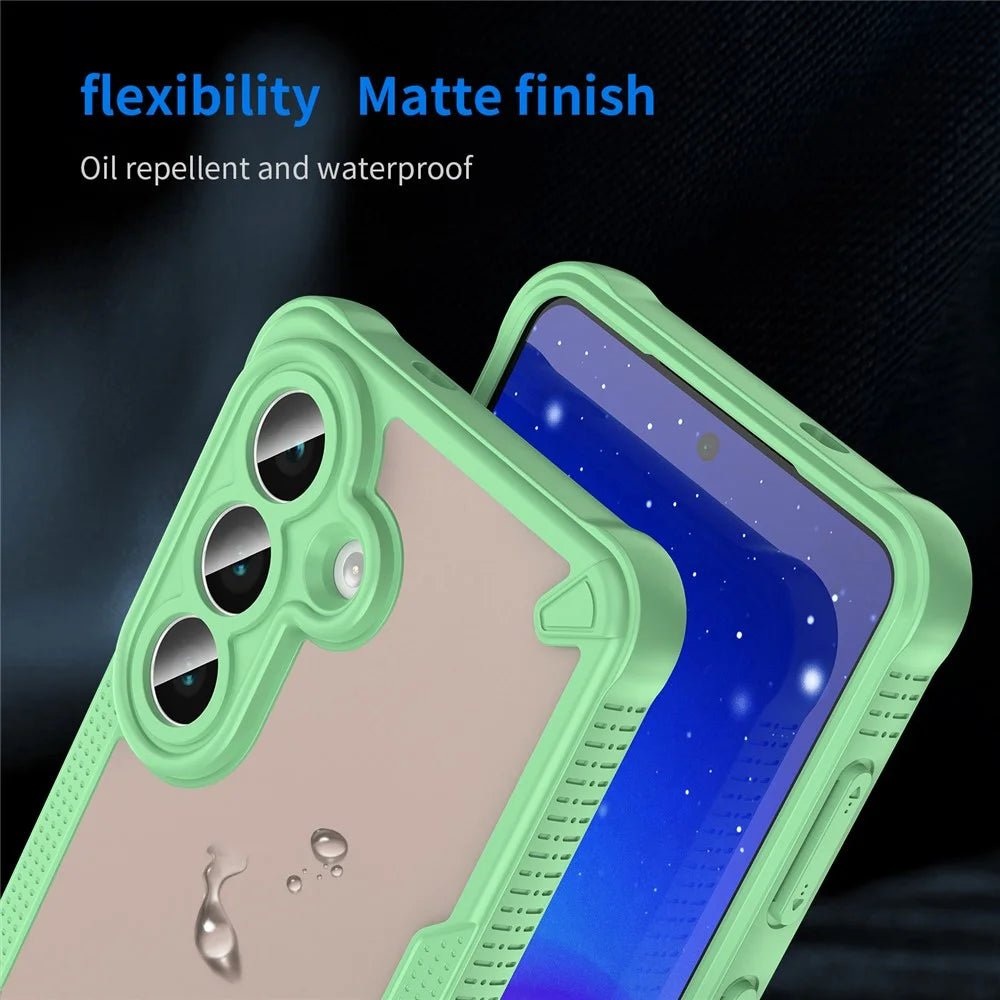 For Samsung Galaxy S26 Case PC + TPU Semi-Transparent Frosted Finish Protective Phone Cover - Green - 7