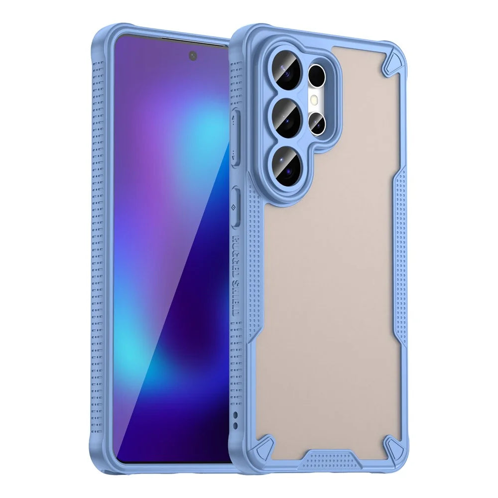 For Samsung Galaxy S26 Ultra Case PC + TPU Semi-Transparent Frosted Finish Protective Phone Cover - Blue - 1