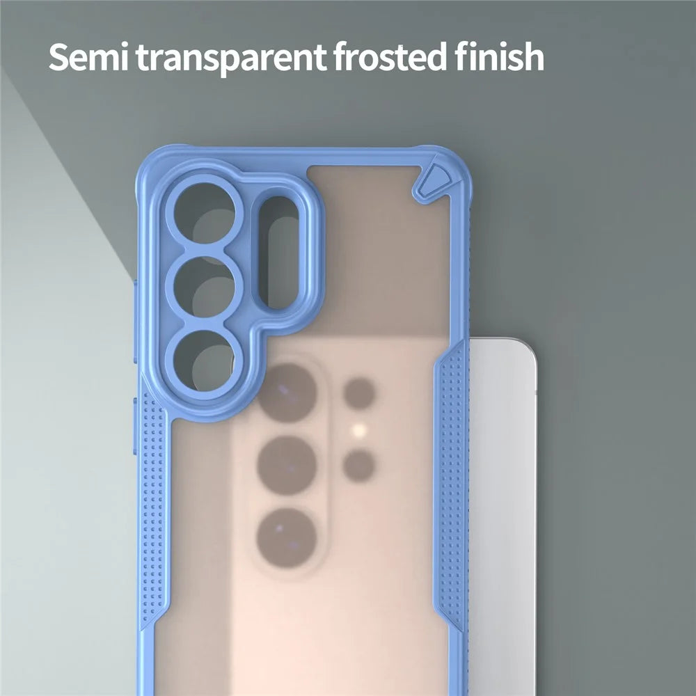 For Samsung Galaxy S26 Ultra Case PC + TPU Semi-Transparent Frosted Finish Protective Phone Cover - Blue - 4