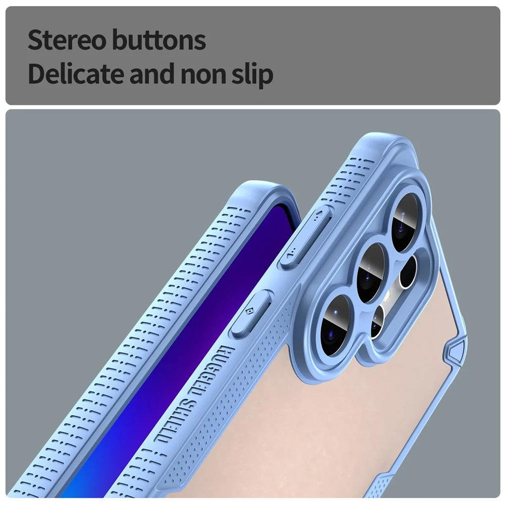 For Samsung Galaxy S26 Ultra Case PC + TPU Semi-Transparent Frosted Finish Protective Phone Cover - Blue - 5