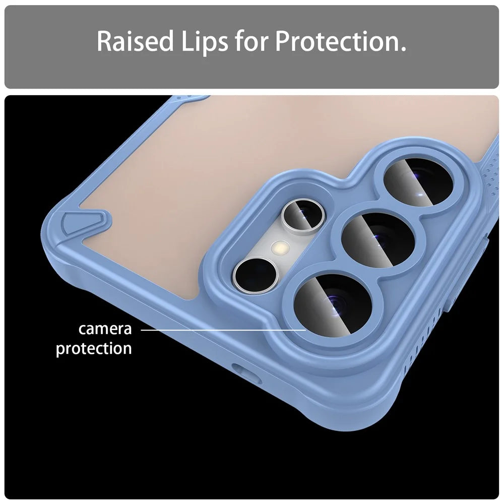 For Samsung Galaxy S26 Ultra Case PC + TPU Semi-Transparent Frosted Finish Protective Phone Cover - Blue - 6
