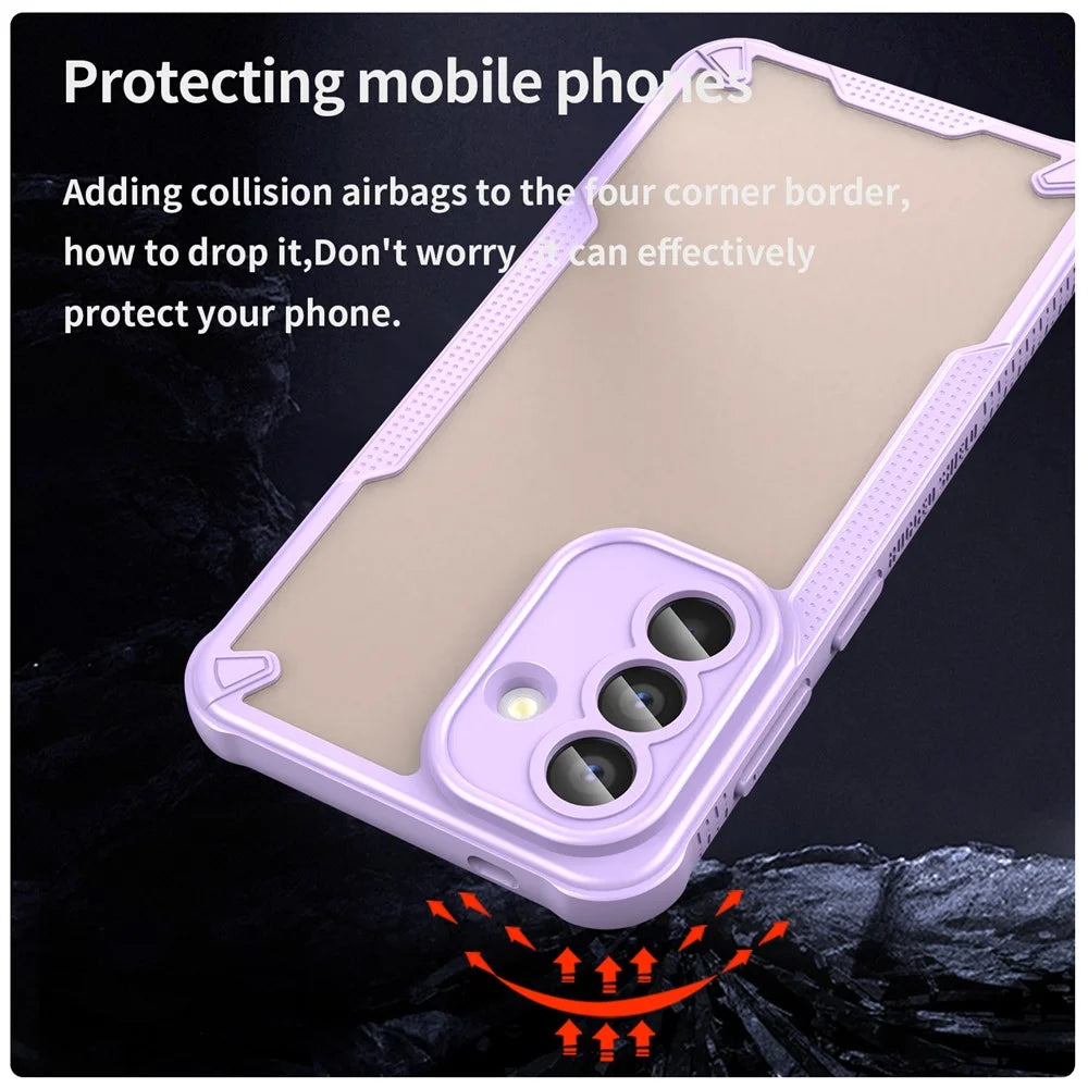 For Samsung Galaxy A57 5G Case PC + TPU Semi-Transparent Frosted Finish Protective Phone Cover - Purple - 3