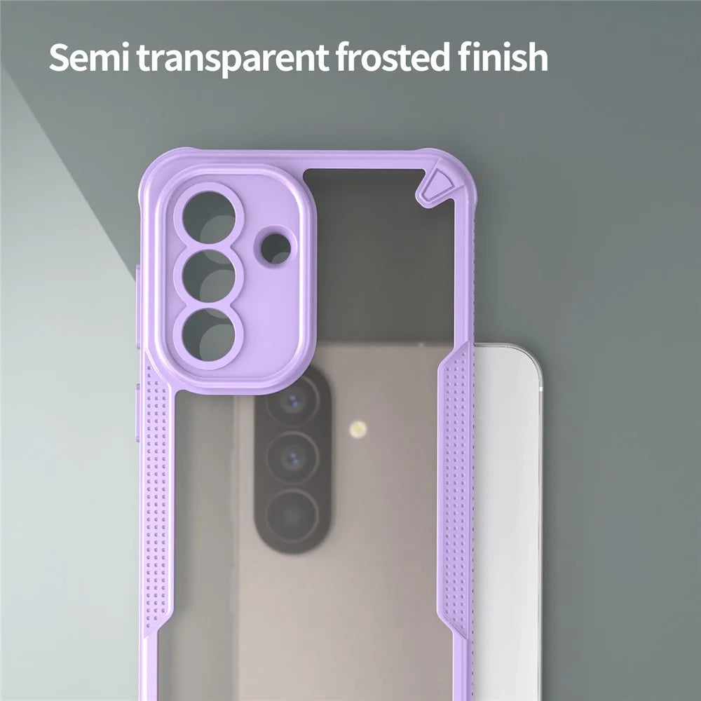 For Samsung Galaxy A57 5G Case PC + TPU Semi-Transparent Frosted Finish Protective Phone Cover - Purple - 4