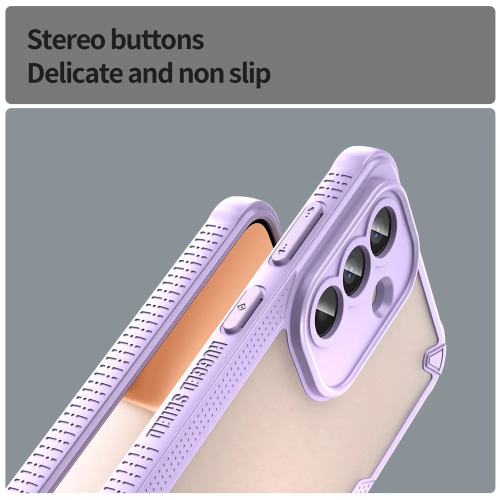 For Samsung Galaxy A57 5G Case PC + TPU Semi-Transparent Frosted Finish Protective Phone Cover - Purple - 5