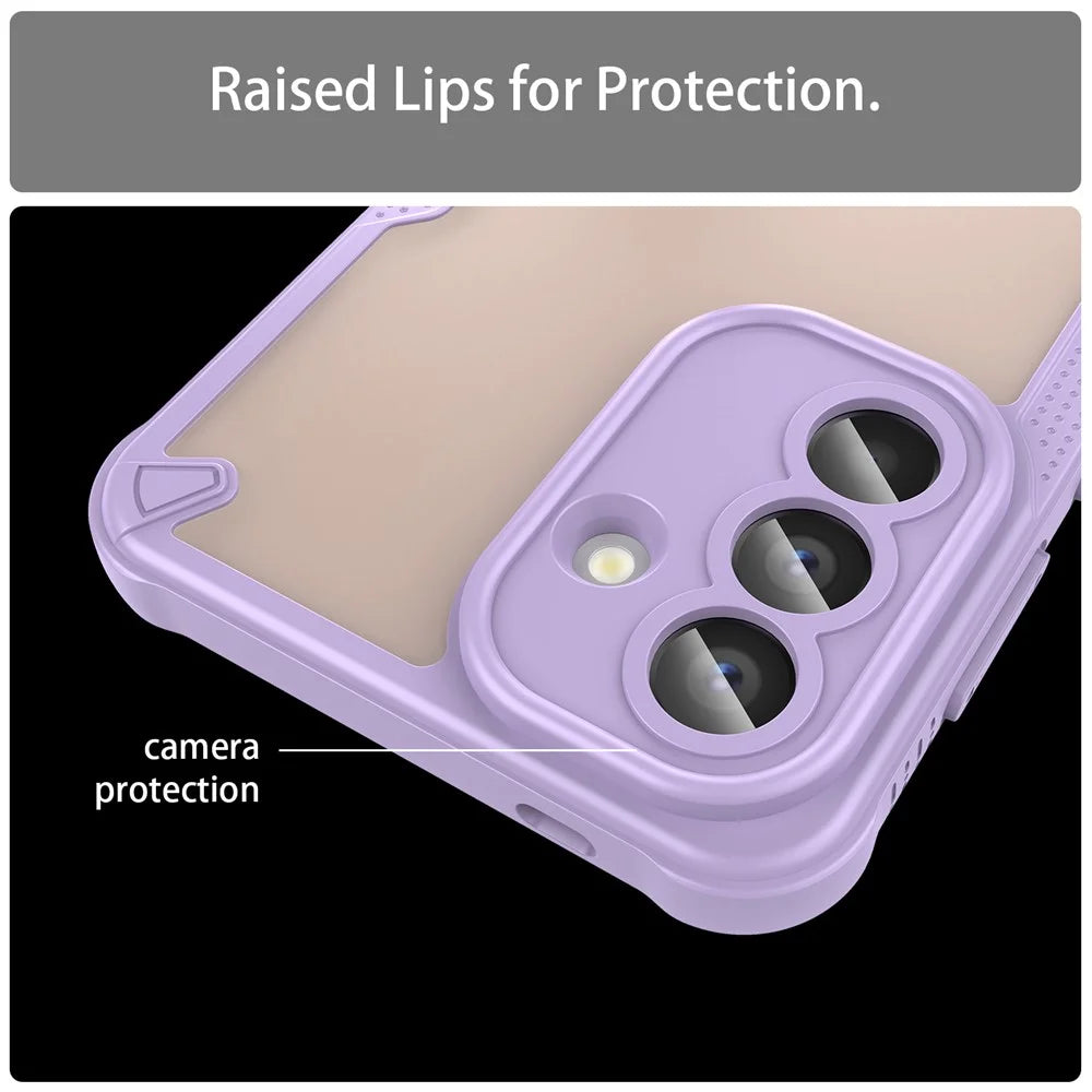 For Samsung Galaxy A57 5G Case PC + TPU Semi-Transparent Frosted Finish Protective Phone Cover - Purple - 6