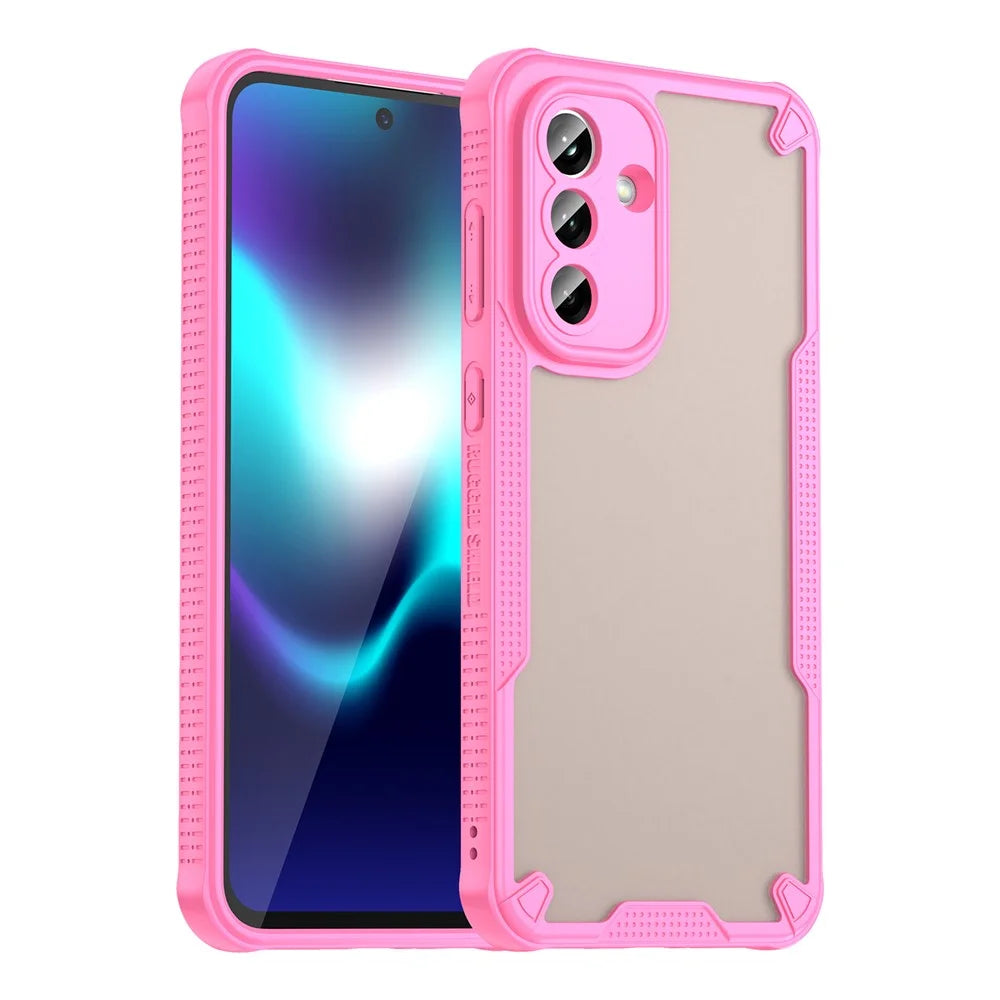 For Samsung Galaxy A37 5G Case PC + TPU Semi-Transparent Frosted Finish Protective Phone Cover - Pink - 1