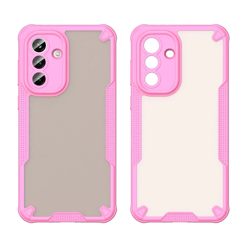 For Samsung Galaxy A37 5G Case PC + TPU Semi-Transparent Frosted Finish Protective Phone Cover - Pink - 2