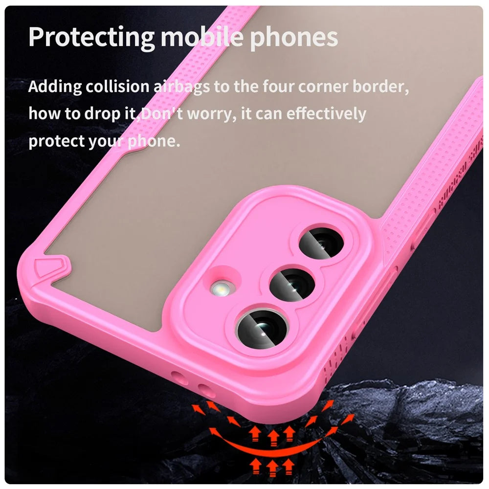 For Samsung Galaxy A37 5G Case PC + TPU Semi-Transparent Frosted Finish Protective Phone Cover - Pink - 3