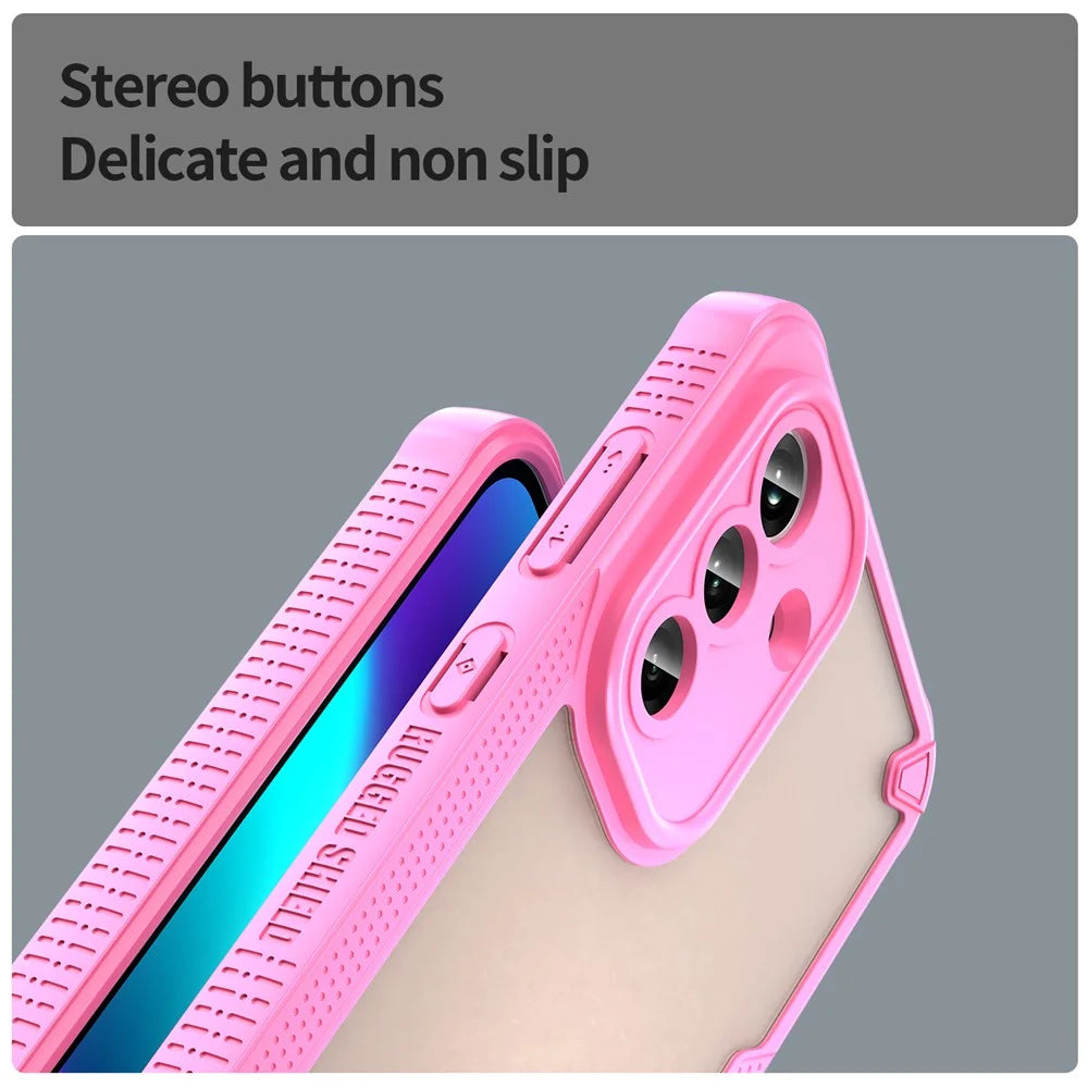 For Samsung Galaxy A37 5G Case PC + TPU Semi-Transparent Frosted Finish Protective Phone Cover - Pink - 5