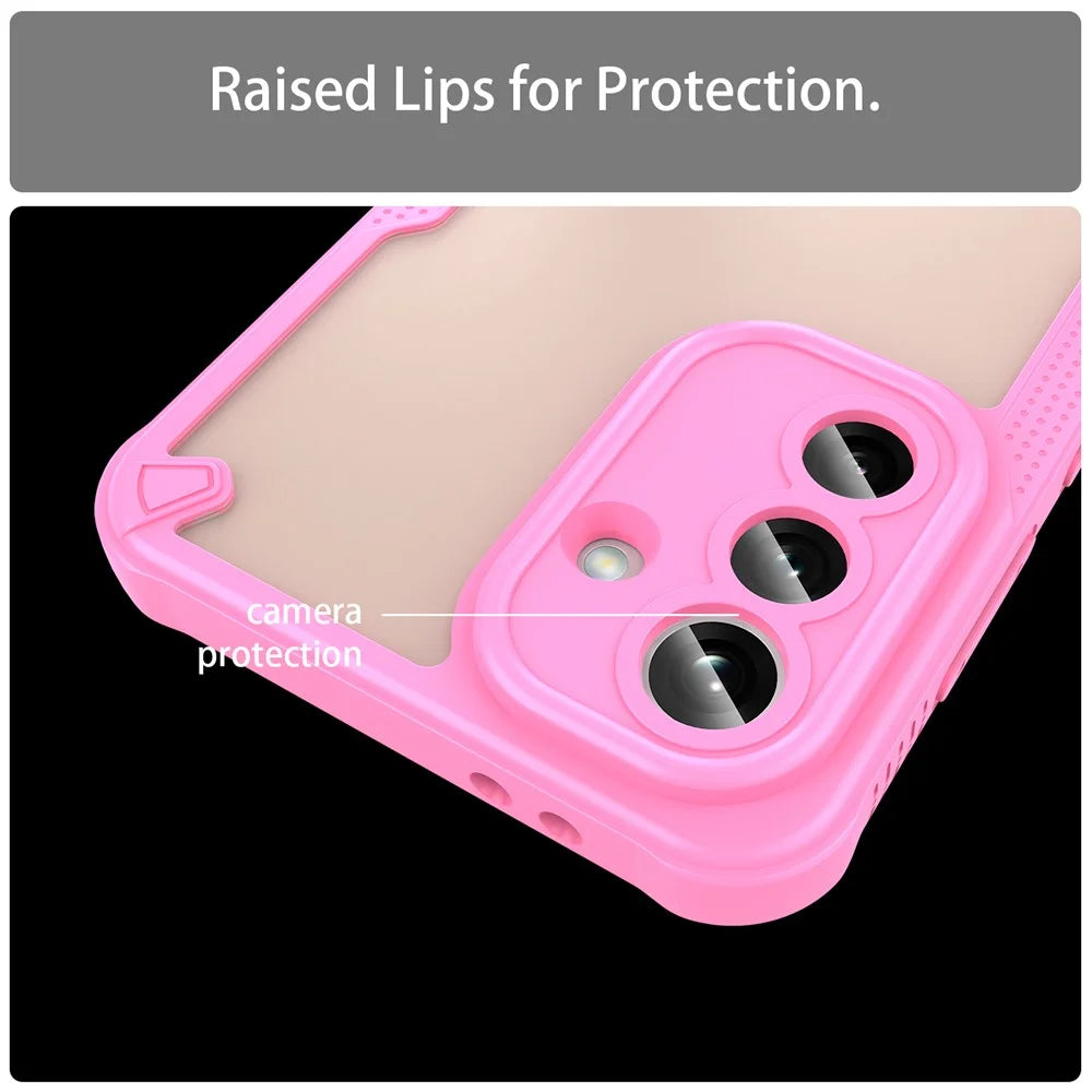 For Samsung Galaxy A37 5G Case PC + TPU Semi-Transparent Frosted Finish Protective Phone Cover - Pink - 6