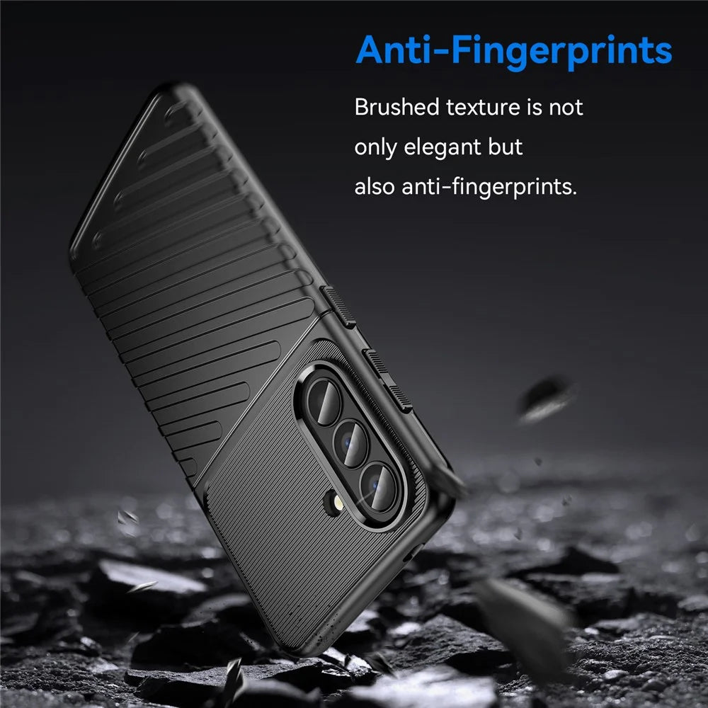 For Samsung Galaxy A57 5G Case Twill Texture TPU Shockproof Protective Phone Cover - Black - 3