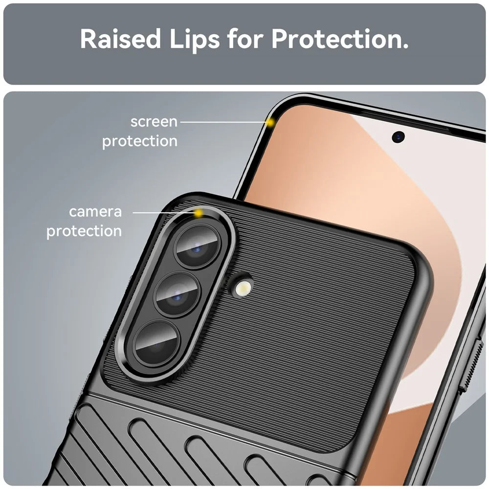 For Samsung Galaxy A57 5G Case Twill Texture TPU Shockproof Protective Phone Cover - Black - 6