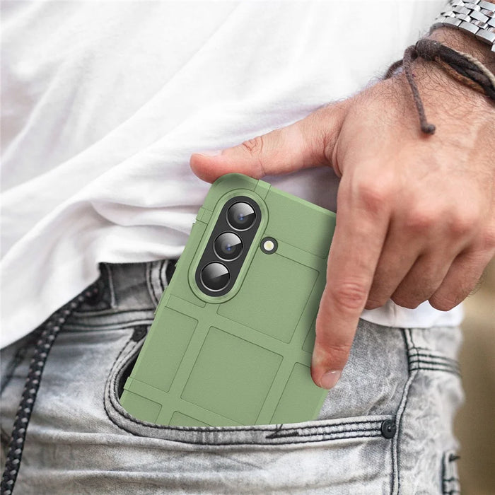 For Samsung Galaxy A57 5G Case Grid Design Soft TPU Scratch-Proof Phone Cover - Green - 7