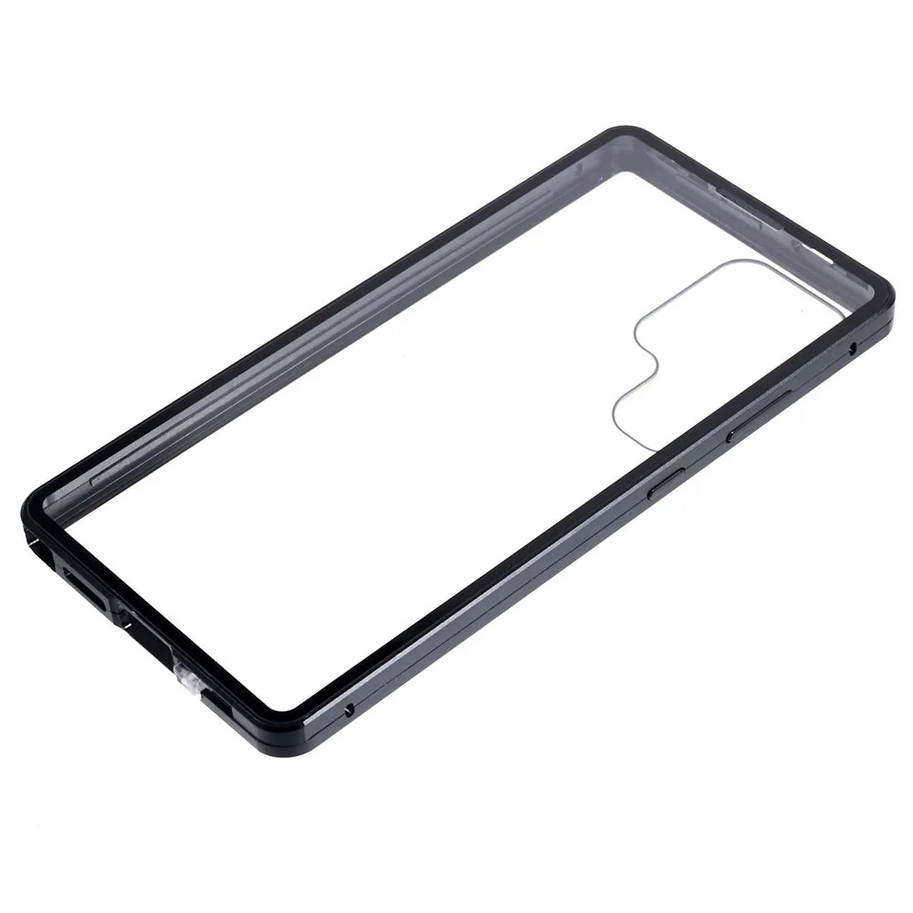 For Samsung Galaxy S26 Ultra Case Double-Sided Tempered Glass Phone Cover with Magnetic Adsorption Metal Frame - Black - 4