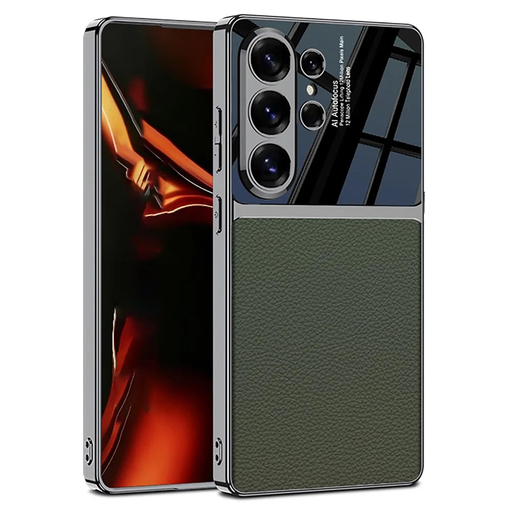 GKK For Samsung Galaxy S26 Ultra Case Electroplated PU Leather + PC + TPU Phone Back Cover - Green - 1