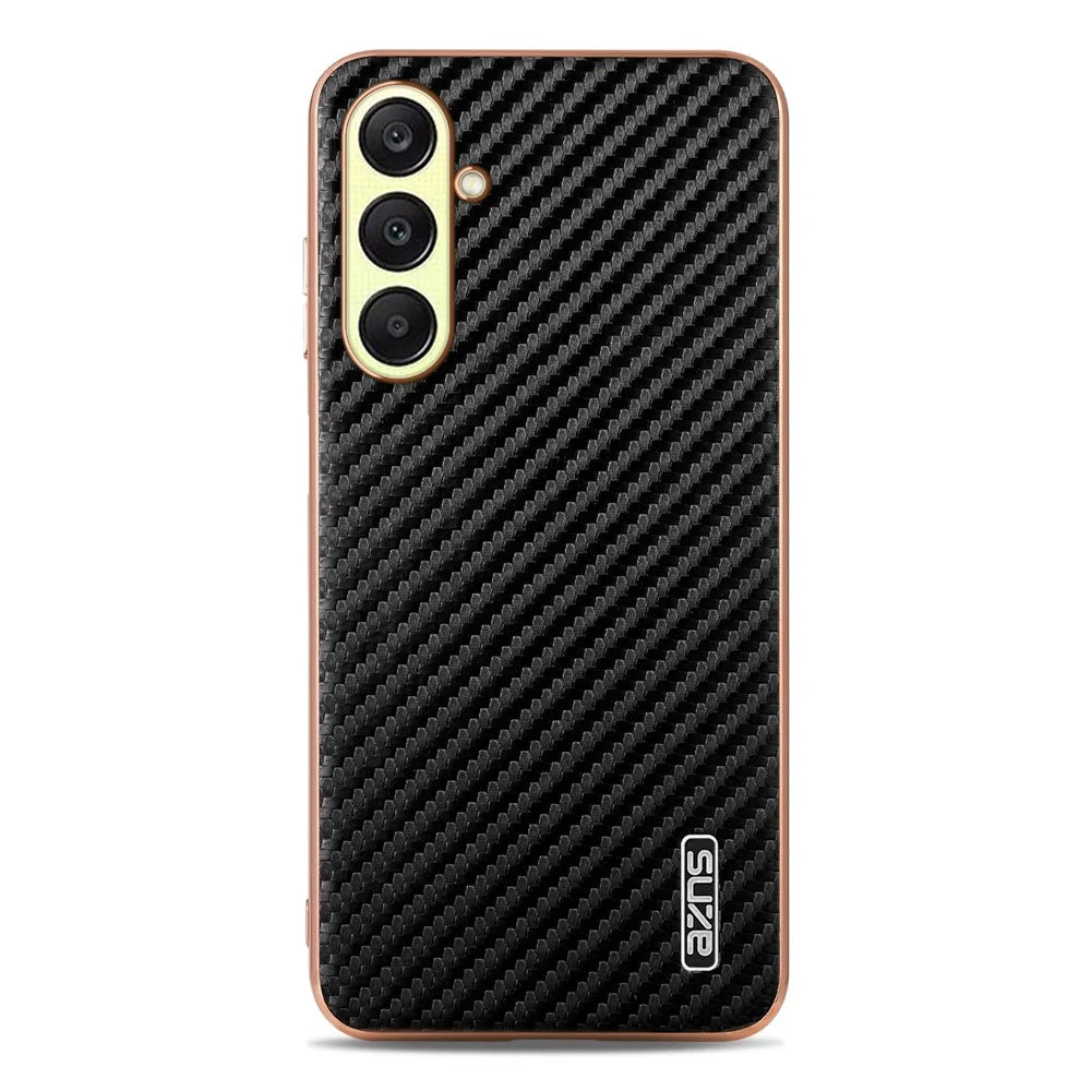 AZNS For Samsung Galaxy A37 5G Case Electroplating Carbon Fiber Texture PU + TPU Phone Cover - Black - 2