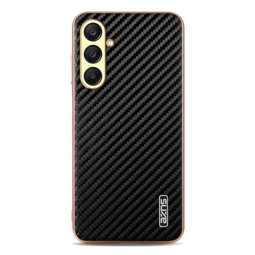 AZNS For Samsung Galaxy A57 5G Case Electroplating Carbon Fiber Texture PU + TPU Phone Cover - Black - 2