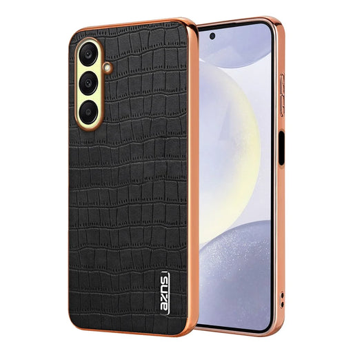 AZNS For Samsung Galaxy A57 5G Case Electroplating Crocodile Texture PU + TPU Phone Cover - Black - 1