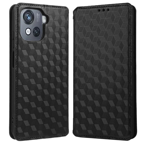 For Blackview Oscal C80 4G Rhombus Pattern Imprinted PU Leather Case Stand Wallet Design Magnetic Absorption Protective Phone Cover - Black - 1