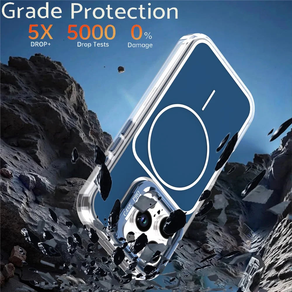 For iPhone 16 Pro Max Case Compatible with MagSafe Lens Kickstand TPU Acrylic Phone Cover with Matching Hand Strap - Blue - 5