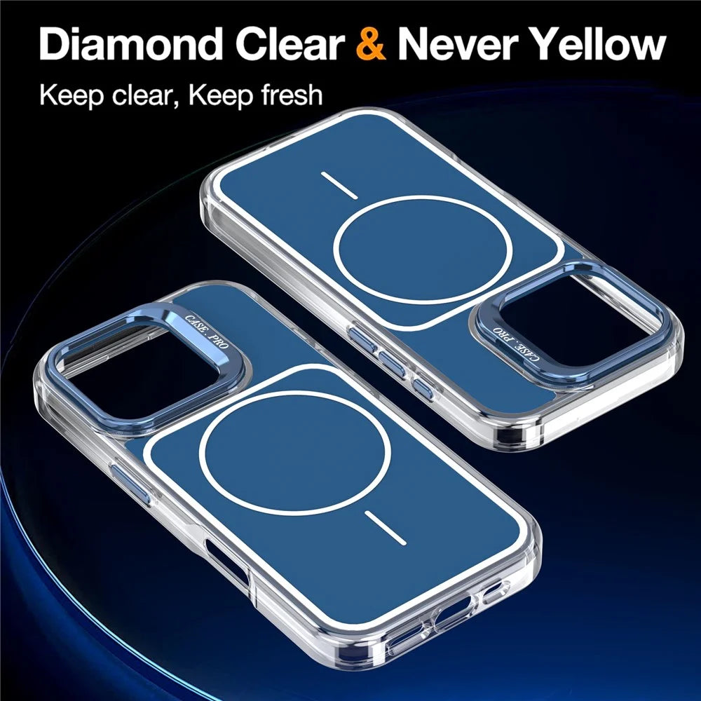 For iPhone 16 Pro Max Case Compatible with MagSafe Lens Kickstand TPU Acrylic Phone Cover with Matching Hand Strap - Blue - 7