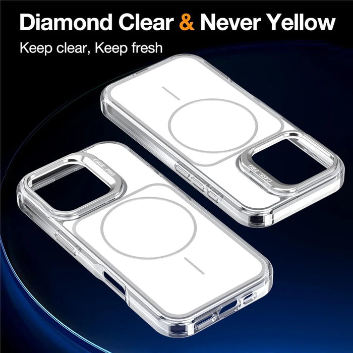 For iPhone 16 Pro Case Compatible with MagSafe Lens Kickstand TPU Acrylic Phone Cover with Matching Hand Strap - White - 2