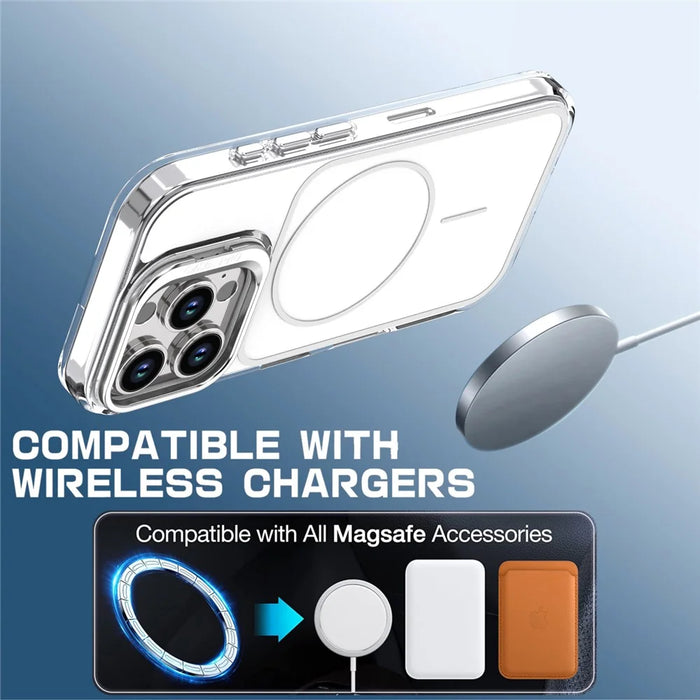 For iPhone 16 Pro Case Compatible with MagSafe Lens Kickstand TPU Acrylic Phone Cover with Matching Hand Strap - White - 3