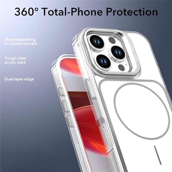 For iPhone 16 Pro Case Compatible with MagSafe Lens Kickstand TPU Acrylic Phone Cover with Matching Hand Strap - White - 5