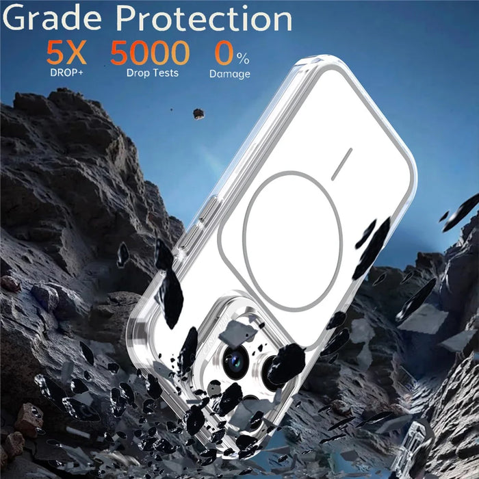 For iPhone 16 Pro Case Compatible with MagSafe Lens Kickstand TPU Acrylic Phone Cover with Matching Hand Strap - White - 7