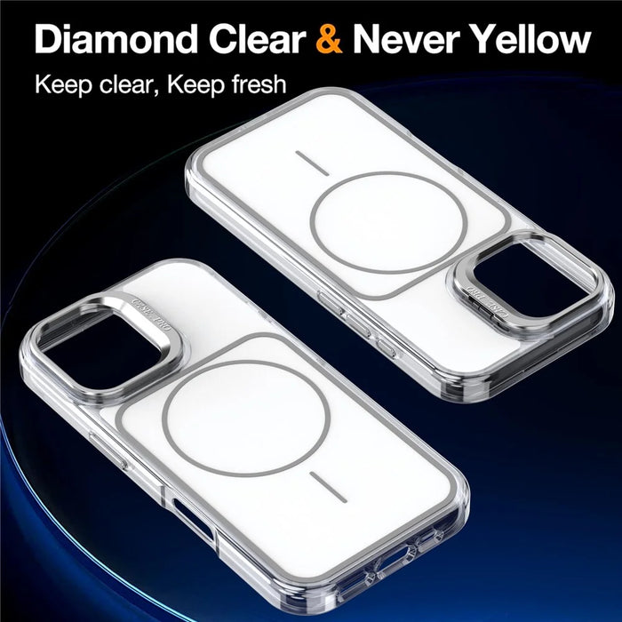 For iPhone 16 Case Compatible with MagSafe Lens Kickstand TPU Acrylic Phone Cover with Matching Hand Strap - White - 3