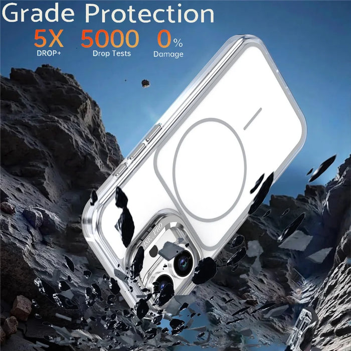 For iPhone 16 Case Compatible with MagSafe Lens Kickstand TPU Acrylic Phone Cover with Matching Hand Strap - White - 7