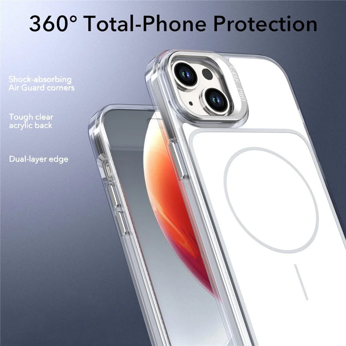 For iPhone 15 Plus Case Compatible with MagSafe Lens Kickstand TPU Acrylic Phone Cover with Matching Hand Strap - White - 5