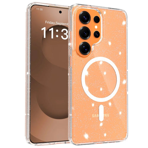 For Samsung Galaxy S26 Ultra Magnetic Case Glitter Design TPU PC PET Drop Proof Phone Cover - Transparent - 1