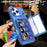For iPhone 17 Pro Case with Card Holder  /  Mirror  /  Kickstand TPU + PC Phone Back Cover - Navy Blue - 6