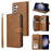 For Samsung Galaxy S26 Case Zipper Pocket 9 Card Slots PU Leather Phone Cover with Hand Strap - Brown - 1