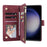 For Samsung Galaxy S26 Case Zipper Wallet Multiple Card Slots Leather Phone Cover with Wrist Strap - Wine Red - 3