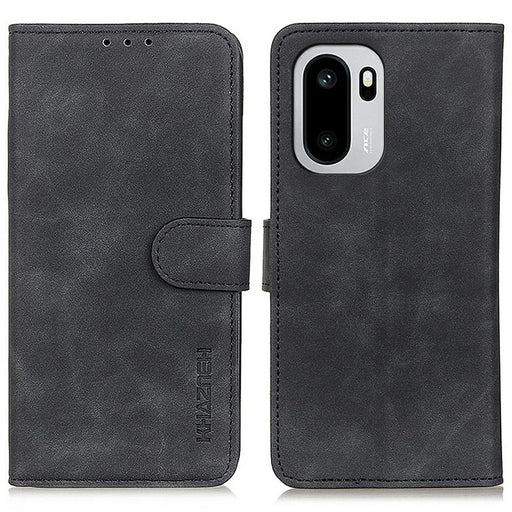 KHAZNEH PU Leather Case for OnePlus Ace 6 5G / Ace 6T 5G / 15R 5G Retro Texture Phone Cover - Black - 1